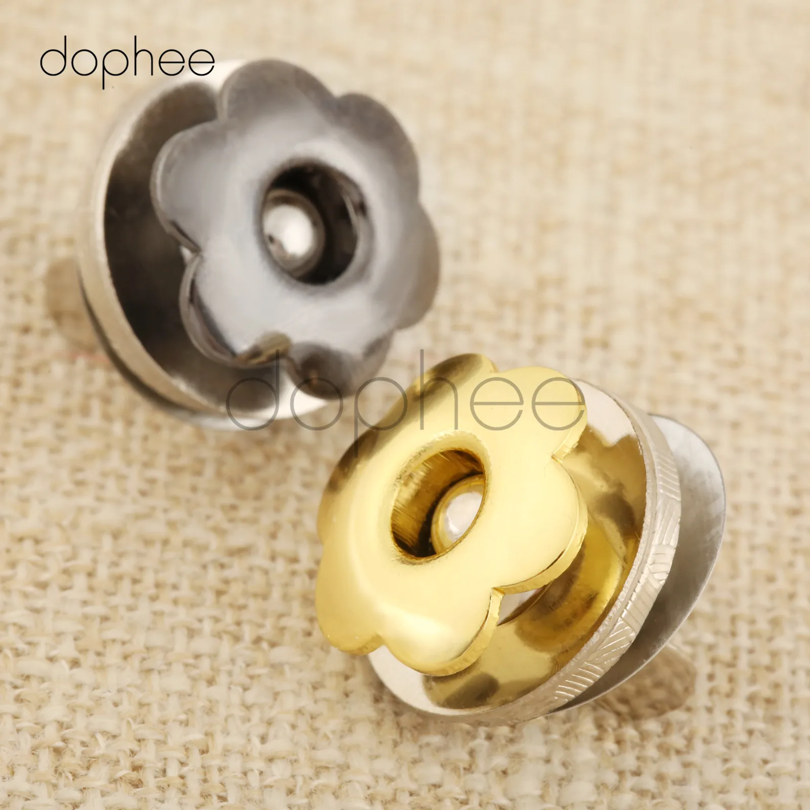 dophee 5sets 17mm Magnetic Snaps Flower-Shaped 2 Colors Buckles Buttons Press Decoration For Sewing Craft Clothing Wallet Bag