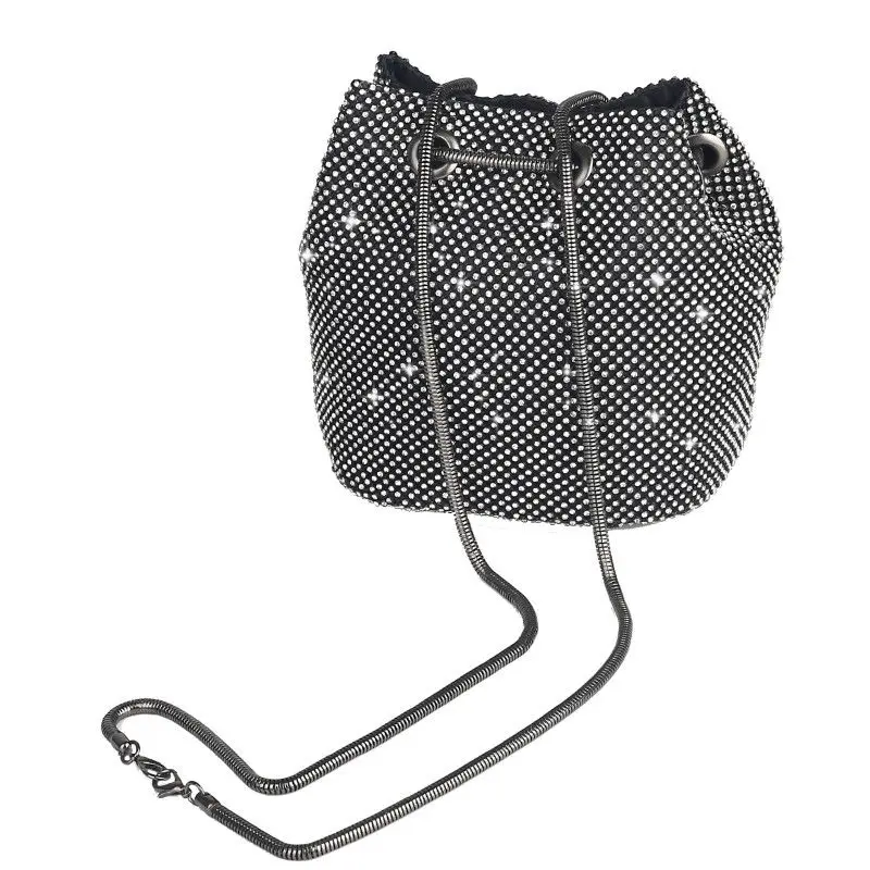 Rhinestone Women Dinner Party Shoulder Bags Luxury Design Ladies Drawstring Crossbody Bag Shiny Chain Ladies Purse Handbags