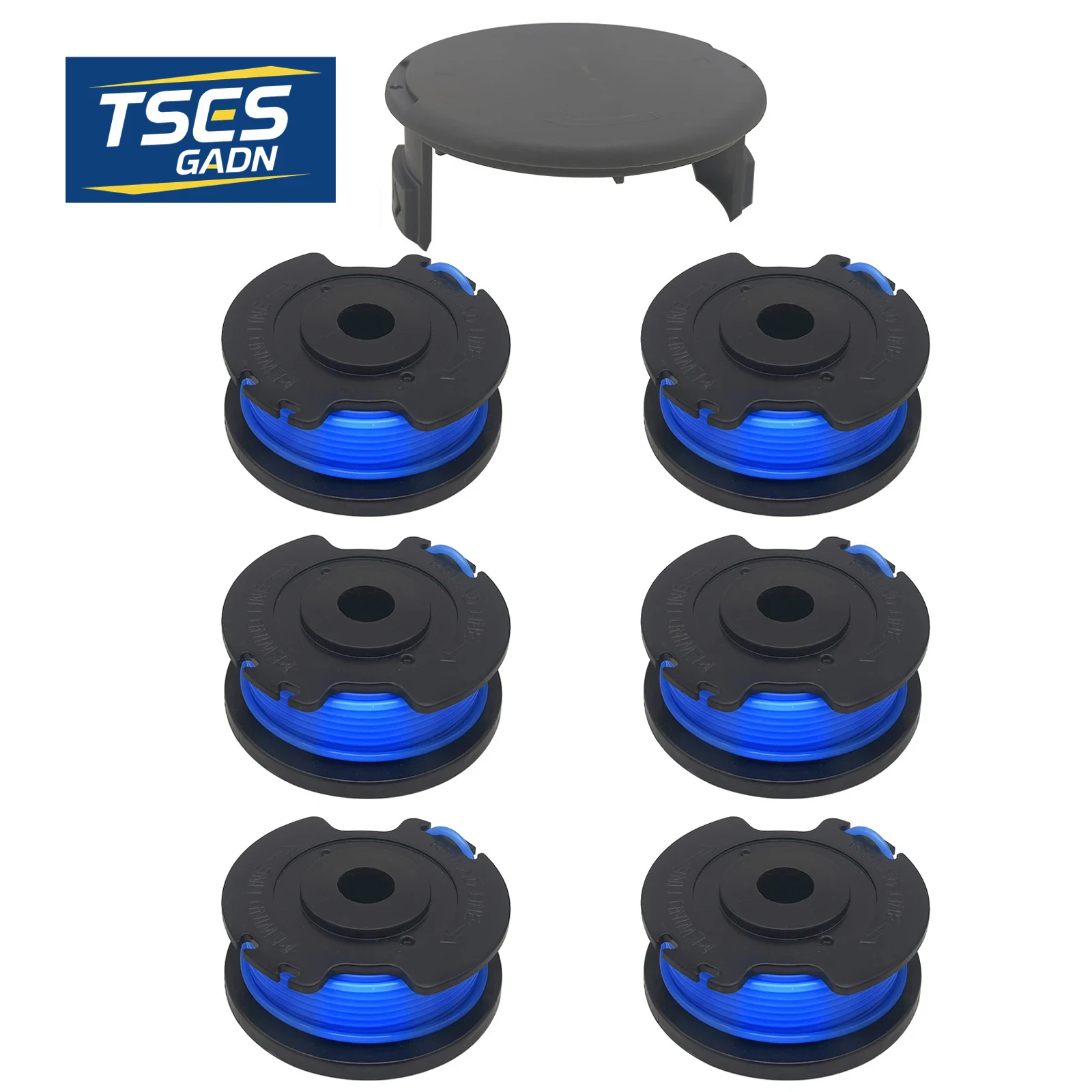 TSES String Trimmer Replacement Spool, 1.65mm*4.8m Nylon Line, Grass Trimmer Strimmer Weed Eater Refill Spool with Cap