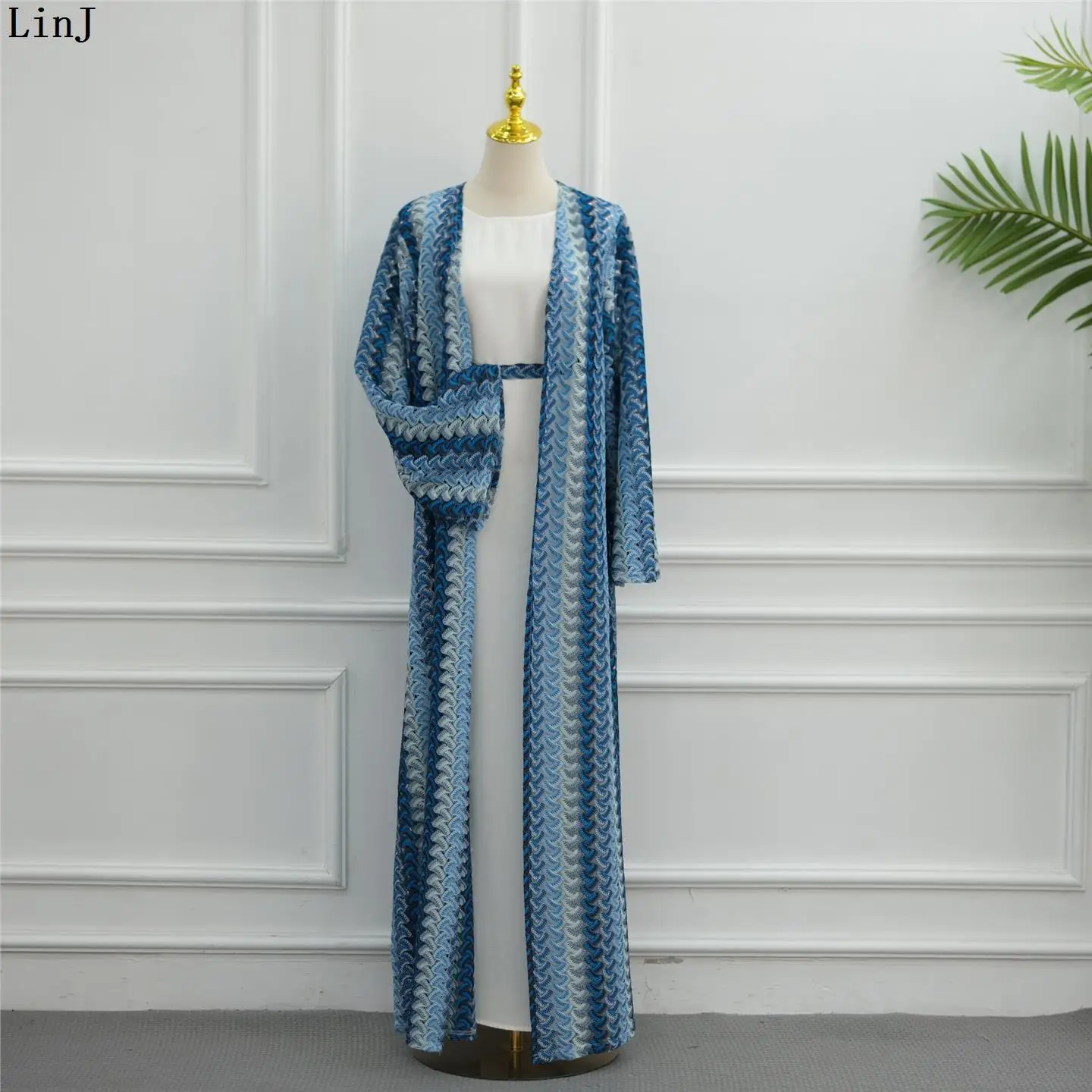 Casual Long Sleeve Women's Cardigan LinJ2026 Vacation Rainbow Embroidery plus Size Open Front European Style Loose Waist