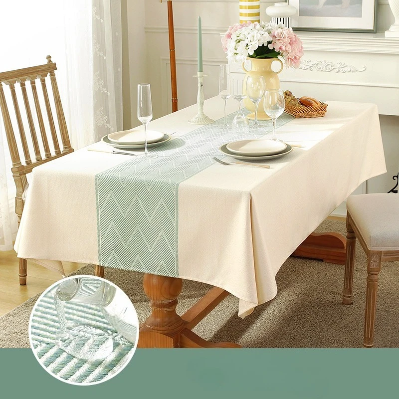 European Style Thick Waterproof Tablecloth, Enhanced Drape, Square Rectangular Table Cover, Party Family Dinner Tablecloth