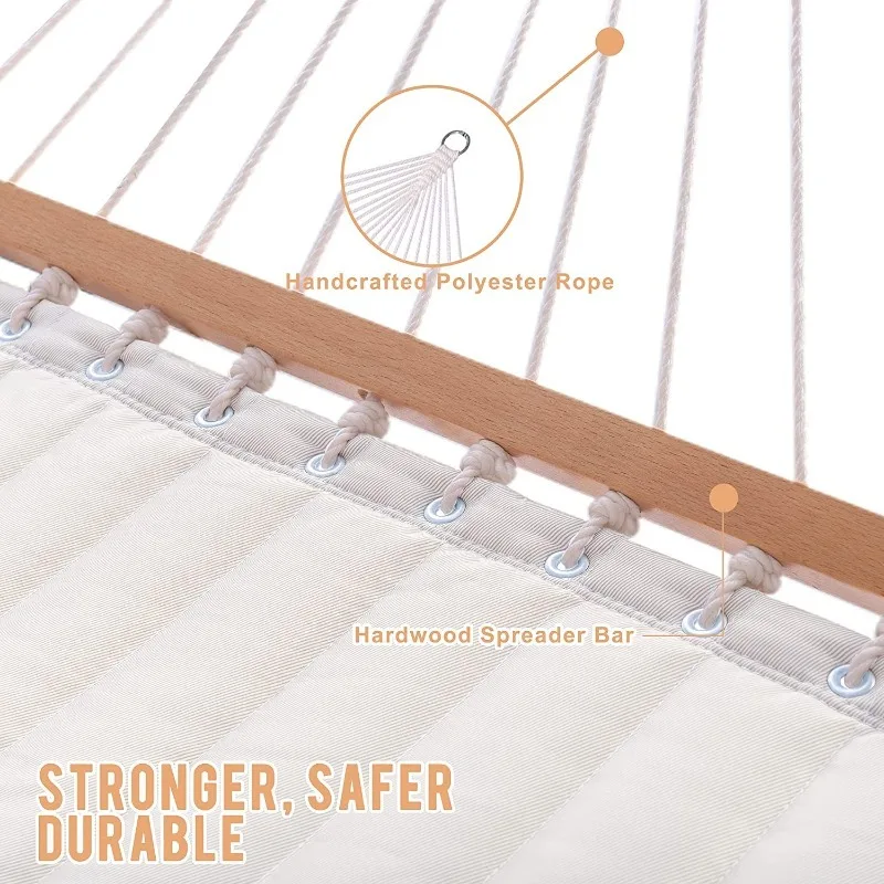 Rede Danlong 2026 de 55 polegadas, dupla, em tecido acolchoado, com almofada, cama de rede natural.