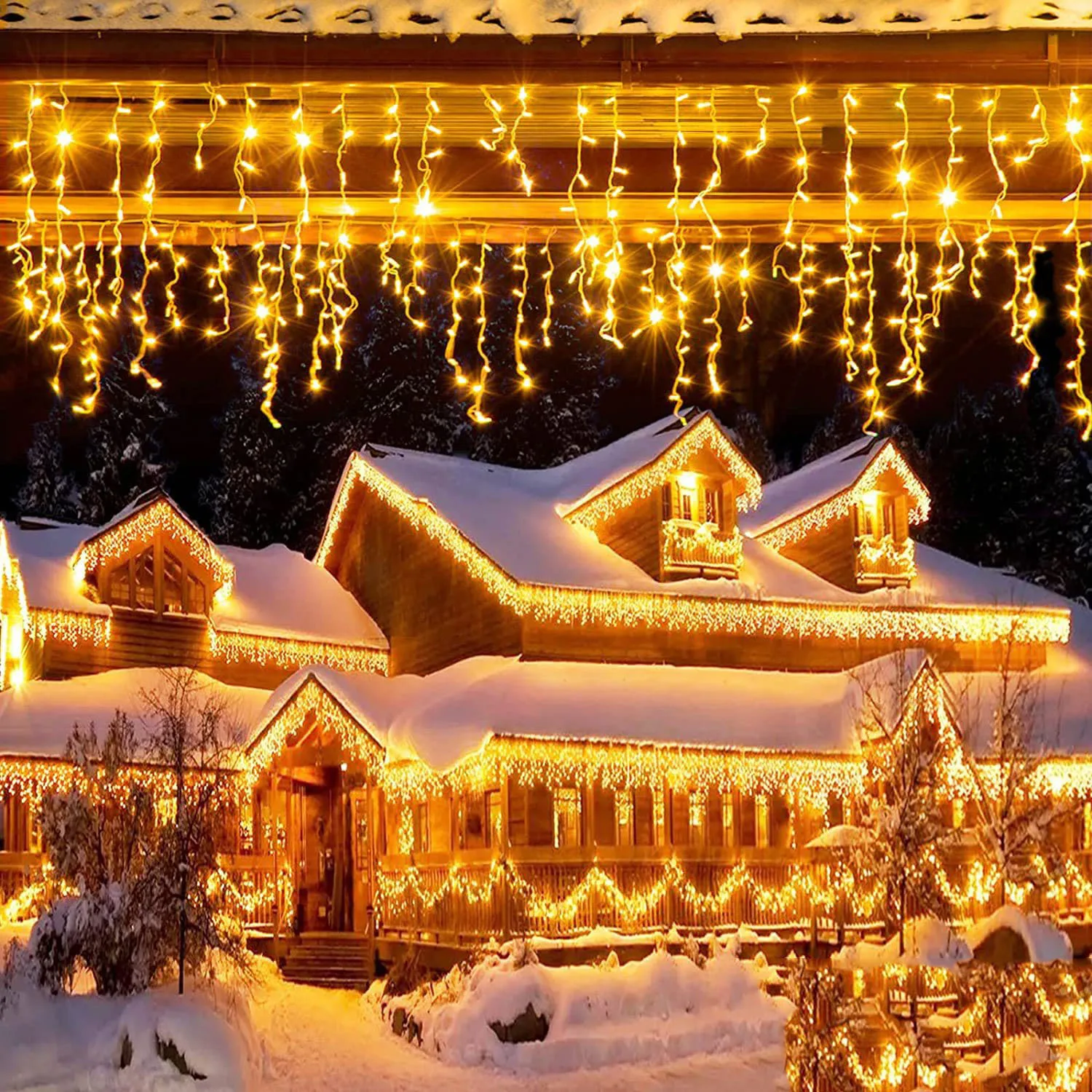 

4x0.6m LED Fairy String Curtain Lights Outdoor Street Garland on the house For Patio Christmas Party Decoration Garden Lights