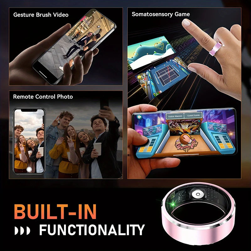 Xiaomi R5 حلقة ذكية متعددة الوظائف مقاومة للماء بلوتوث صور معدل ضربات القلب الأكسجين في الدم مراقبة ضغط الدم الرجال النساء الدائري