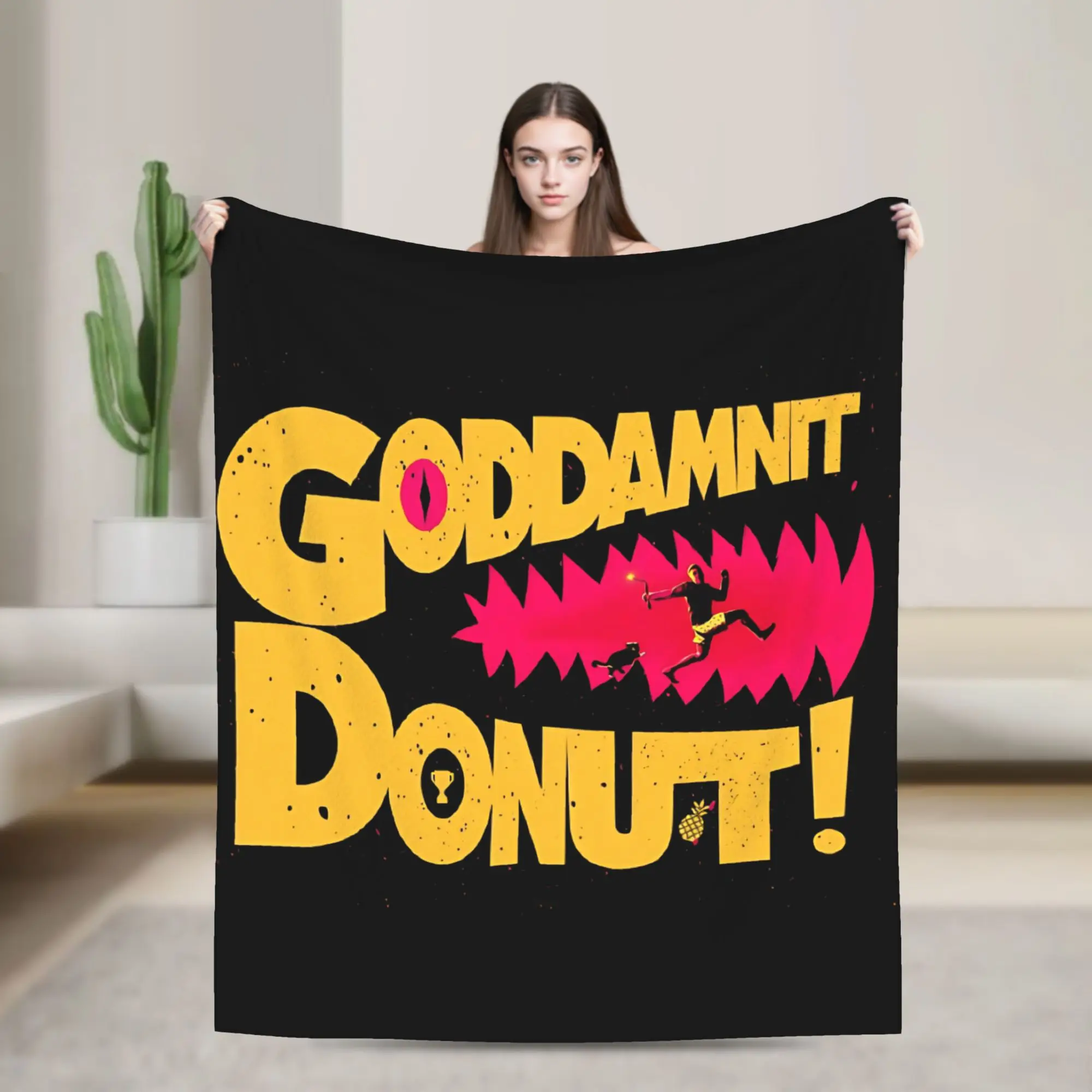 Goddamnit Donut Blanket Flannel Dungeon Crawler Carl Lightweight Throw Blanket for Airplane Travel Bed Rug