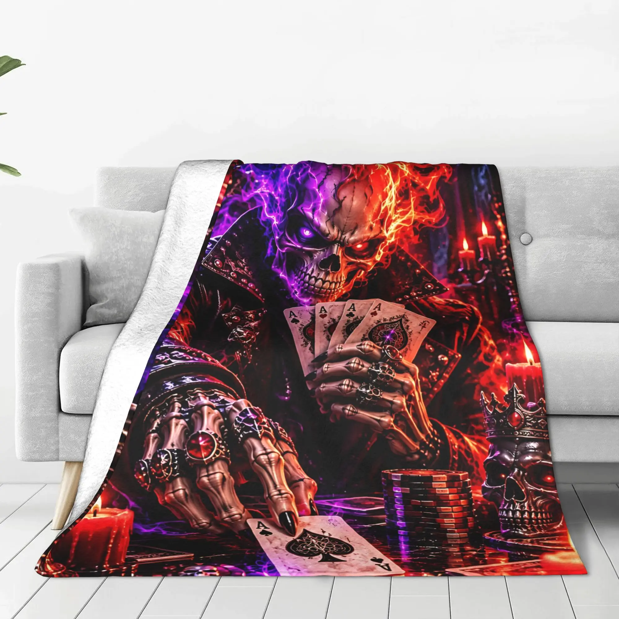 1PC Skeleton Vortex  Winter Blankets for Adults Bedding Home Interior Sofa Knee Black Friday Deals