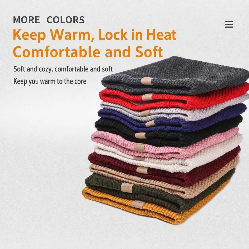 Comfortable Lined Neck Gaiter Thick Knit Thermal Warm Circle Scarf Windproof Stretchy Neck Warmer Winter Outdoor
