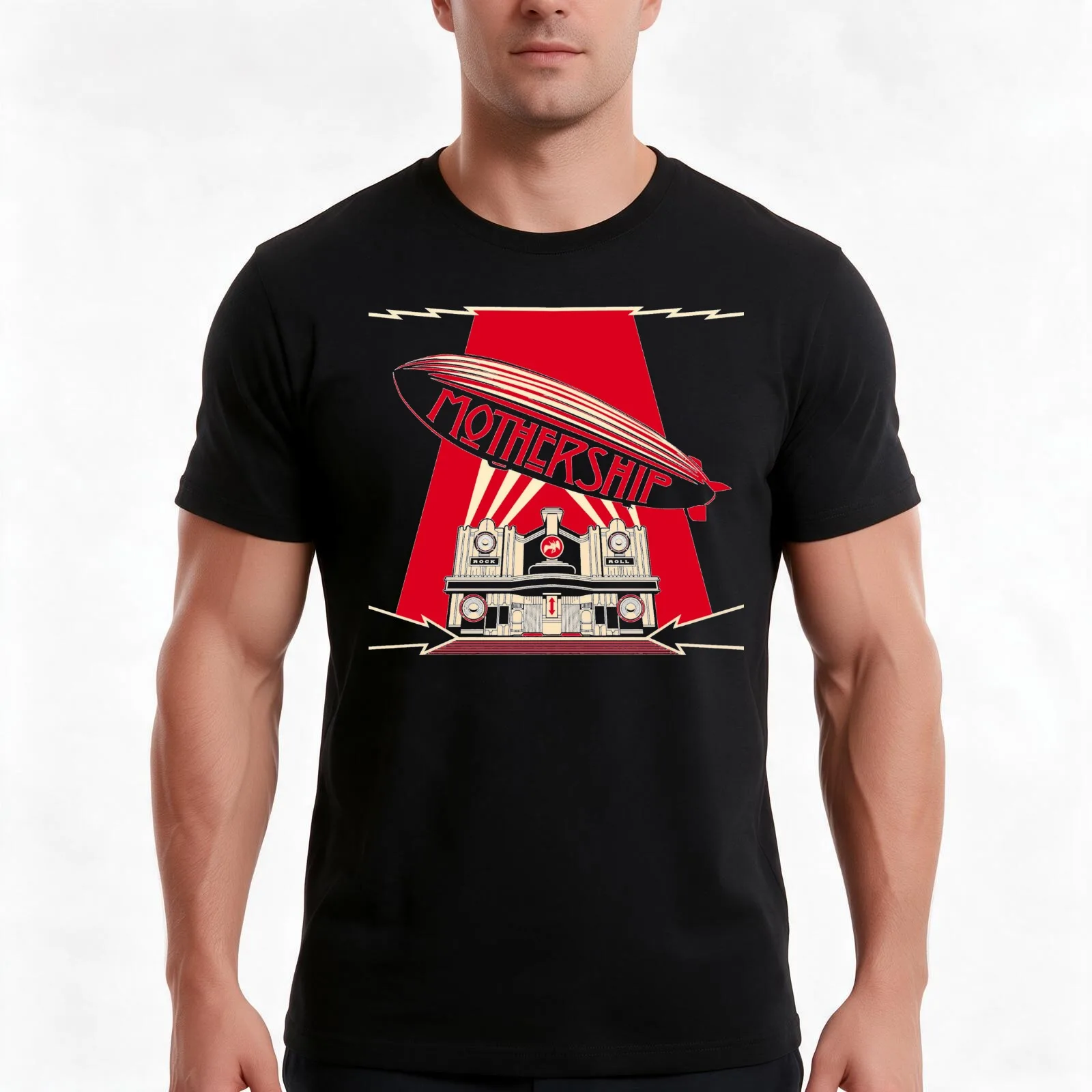 Mothership T-Shirt, Summer Casual Cotton Tee, Oversized Streetwear Tops, Vintage Graphic Print, Loose Fit Short Sleeve
