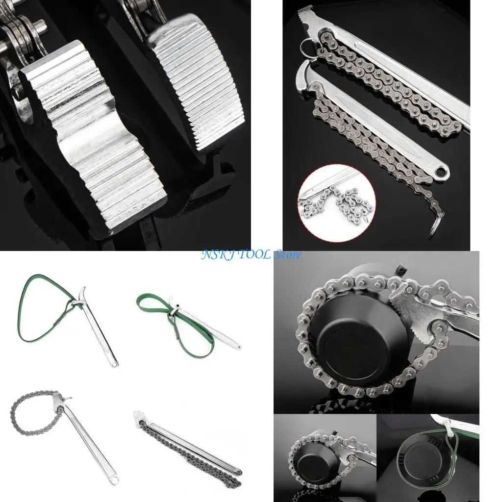 

L8RC Universal Chain Wrench For Oil Filter Type Engine Box Spanner Hand Removal Plier