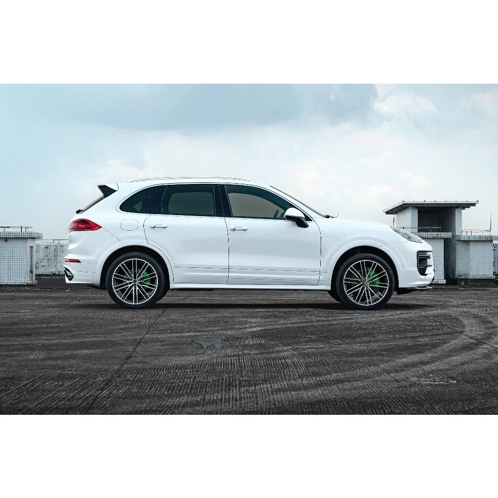جديد لـ Cayenne Turbo GT المصد الأمامي والتنانير الجانبية GTS لوحات الباب مجموعة ترقية الشفة الخلفية مبطنة غير مطلية باللون الأسود #6