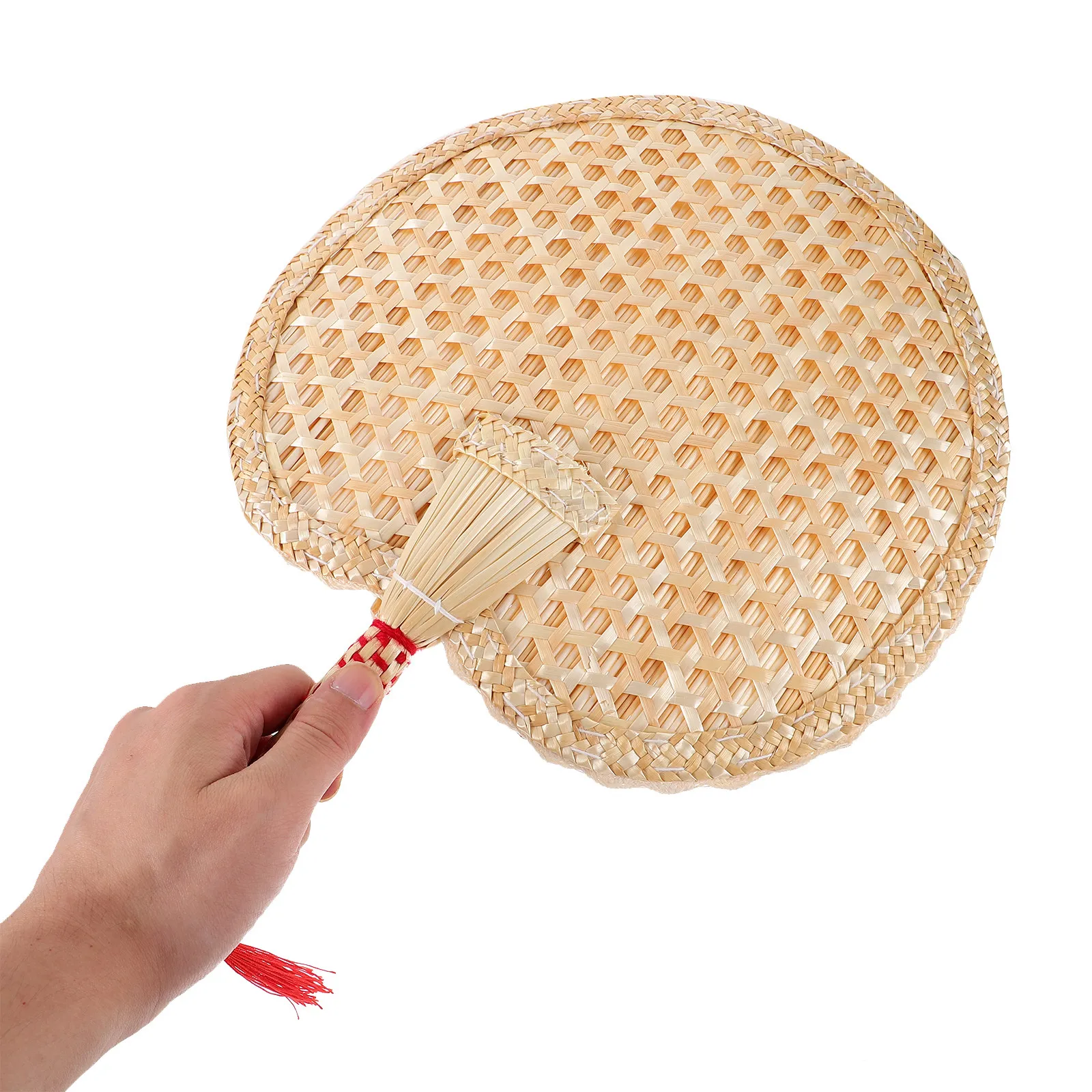 Wheat Straw Hand Fan Vintage Style Summer Cooling Fan for Elderly, Eco-Friendly Handheld Fan Wall Decoration