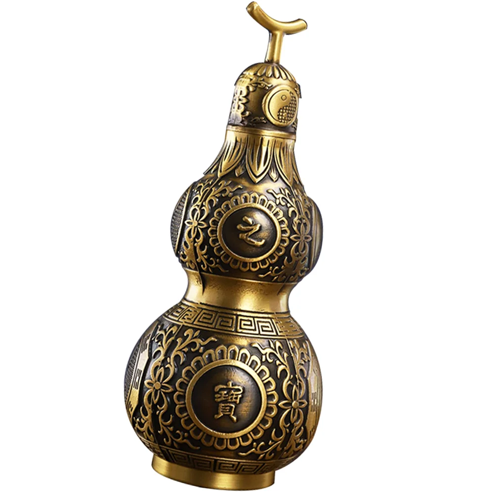 Brass Adorn Crafts Decor Cucurbit Chinese Gourd Statue Figurine Ornament Style Retro