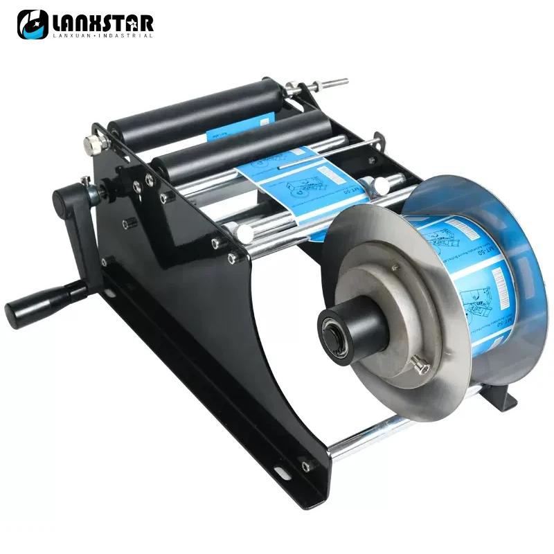 Hand Crank Label Applicator Simple Manual Round Bottle Labeling Machine With Handle For Cylindrical Jar Can Tube