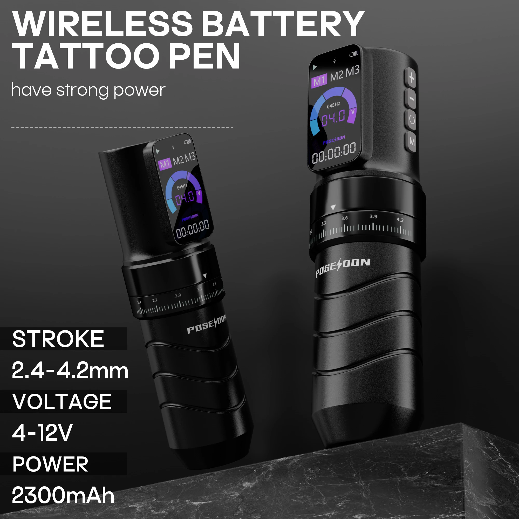 POSEIDON Adjustable Stroke Tattoo Machine Hot New Wirless Tattoo Pen With Powerful Custom Motor For Professional Tattoo Artist
