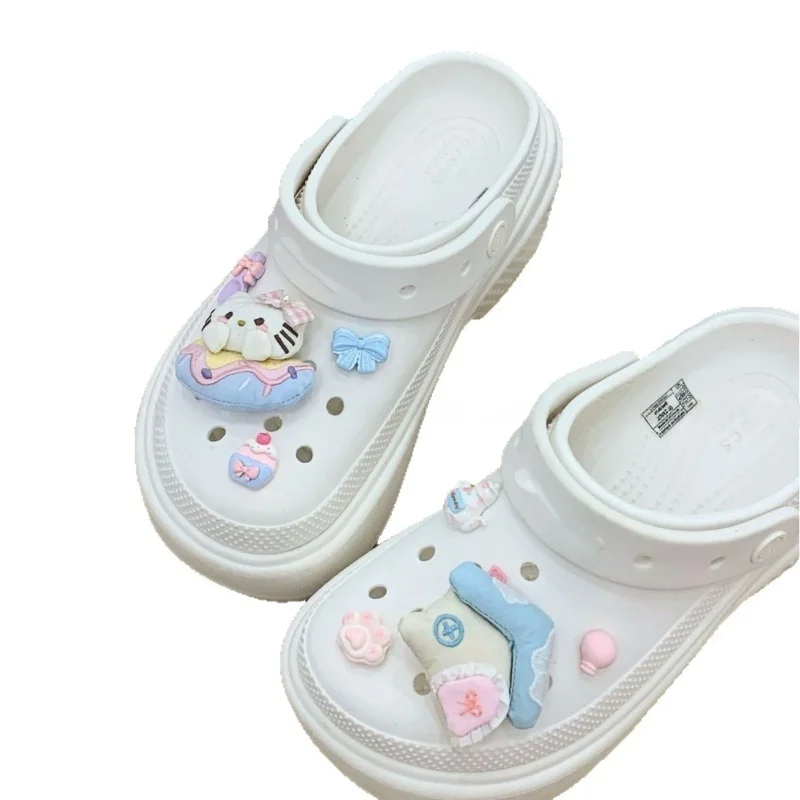 8 قطعة مجموعة الشتاء موضة Kawaii مرحبا كيتي الأحذية الزينة اكسسوارات السحر ل قباقيب الصنادل الأحذية السحر هدية فكرة لعيد الميلاد #5