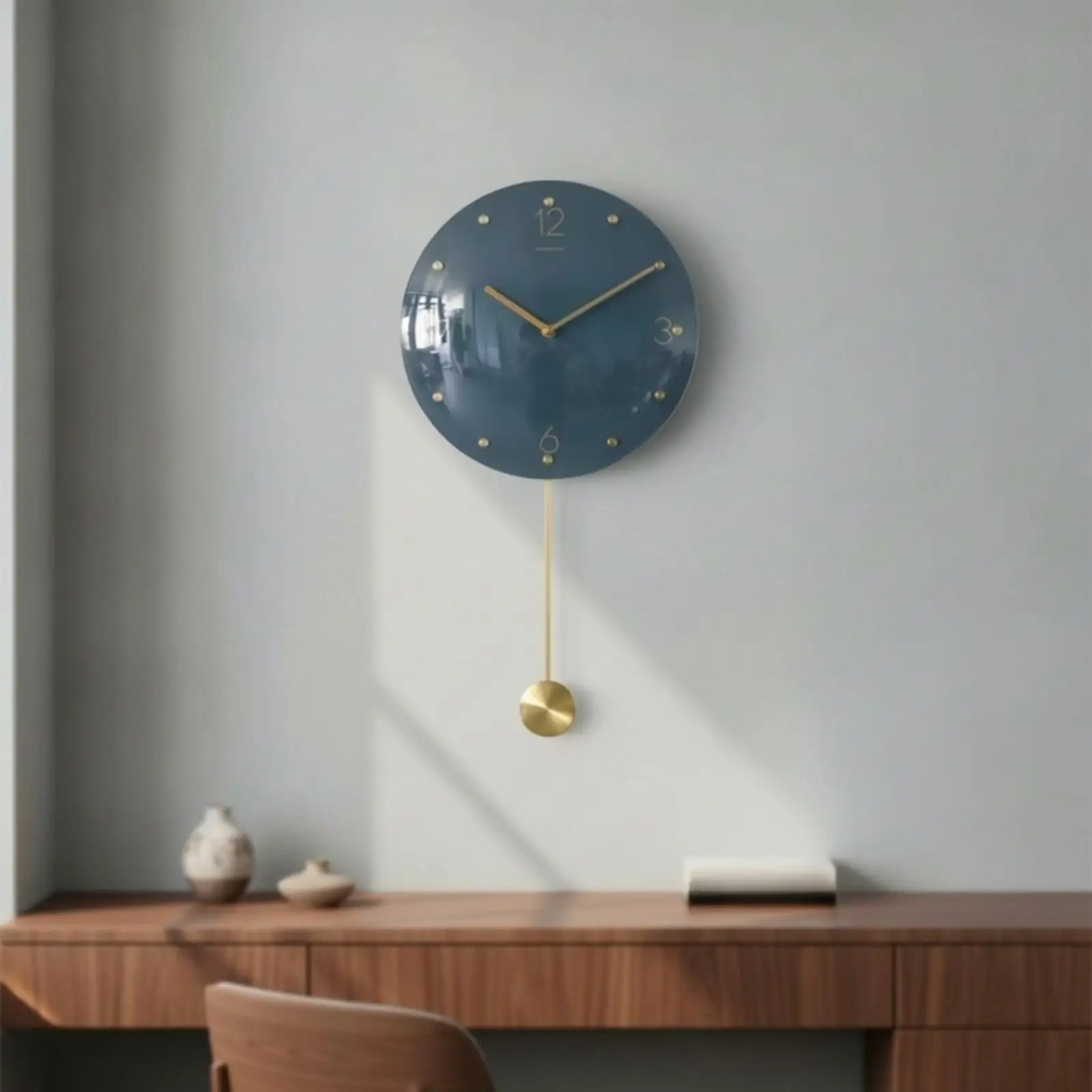 Polished Brass Trim Wall Clock for Public Areas with Clear Easy Read Dial and Glass Face