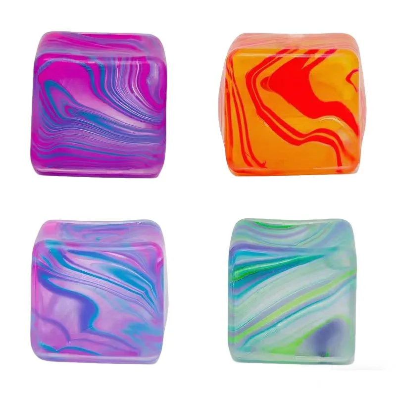 Marble Swirl Ice Cube Squeeze Toy Slow Rising Squishy Stress Cube Anxiety Relief Sensory Fidget Toy for Adults Kids