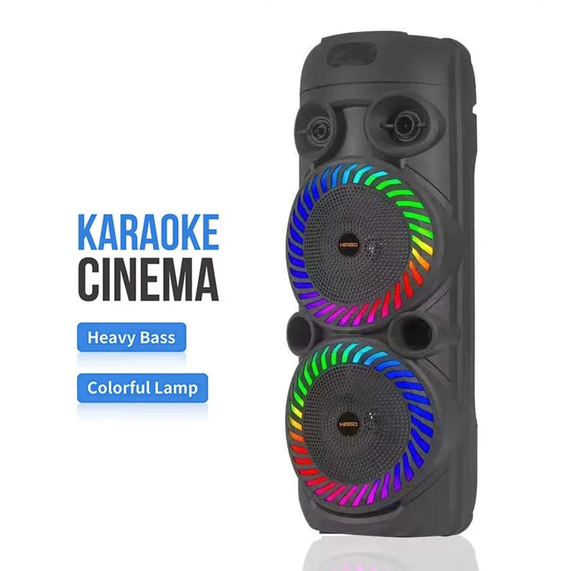 2000W Powerful Column Bluetooth Speakers Outdoor Party K Song Sound Box with Wireless Microphone Boombox 8-inch X2 RGB Subwoofer