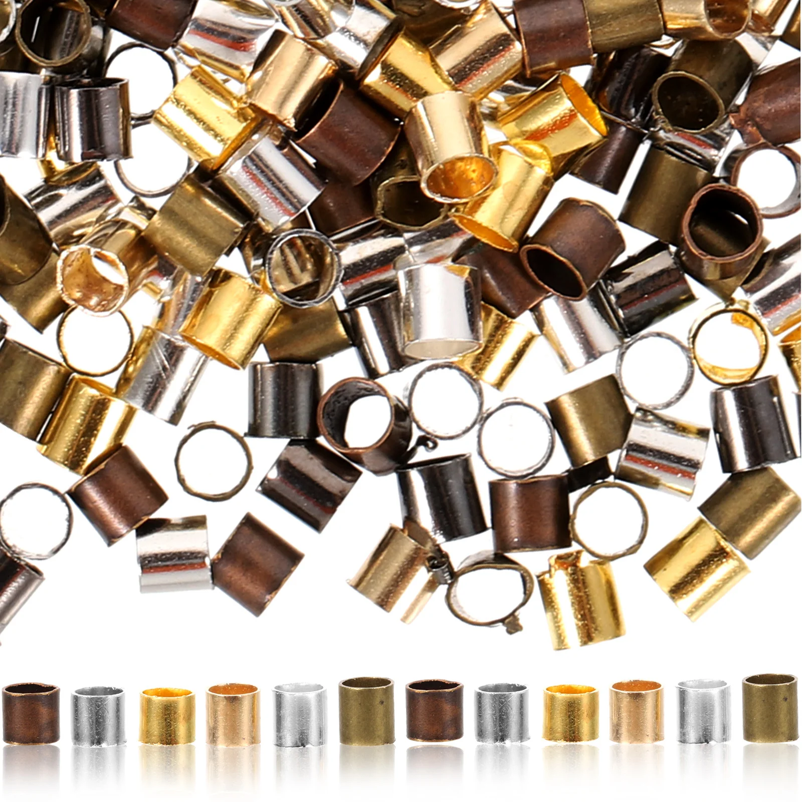 

2500Pcs Copper Crimp Tube Beads Durable Spacer Beads for Jewelry Making DIY Necklaces Bracelets Keychains Jewelry Making Crafts