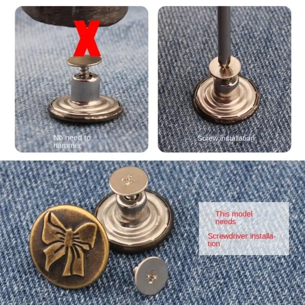 Botones de repuesto duraderos para pantalones vaqueros, alfileres ajustables de cintura extraíbles sin clavos, botón de Metal sin costura, 10 piezas