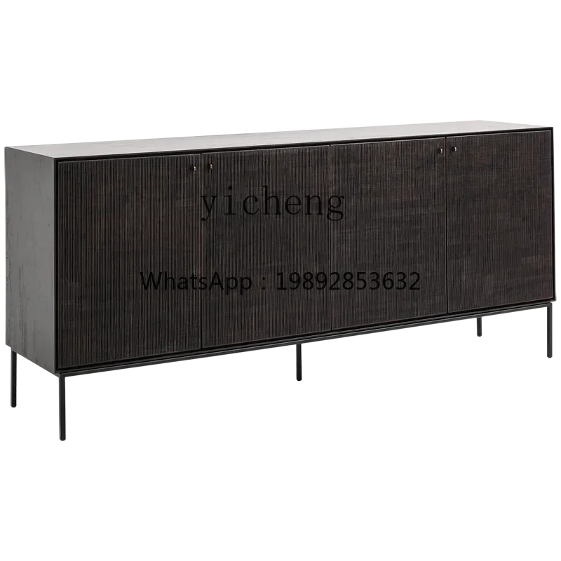 D1solid wood dining side cabinet minimalist living room TV cabinet teak carved furniture black entrance cabinet