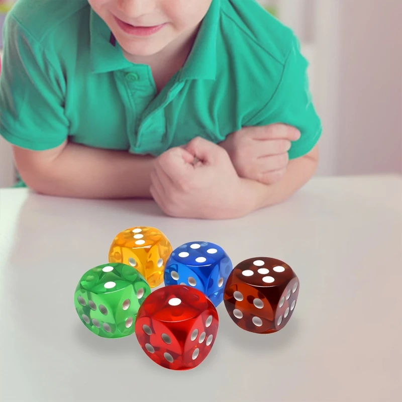 5 قطعة 25 مللي متر النردات شفافة 6 الوجهين مقاوم للماء كريستال النردات زوايا مستديرة مجلس لعبة النردات لمشاريع التدريس