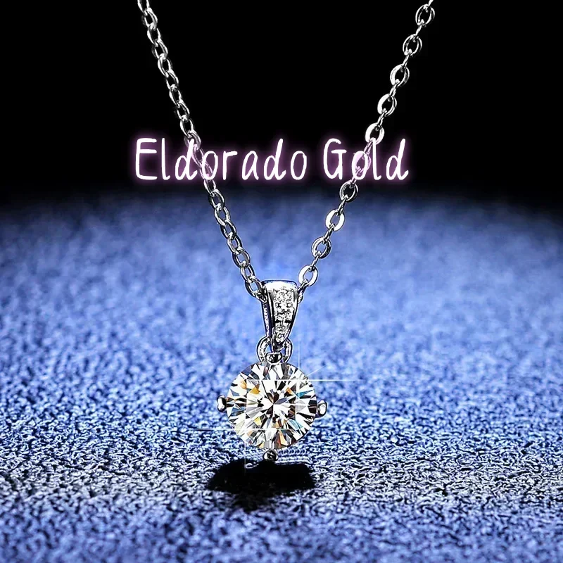 Eldorado Gold  Luxury Platinum PT950 Pendants 1 Carat Moissanite Diamond Necklace for Women Fashion Classic Four Claw Clavicle C