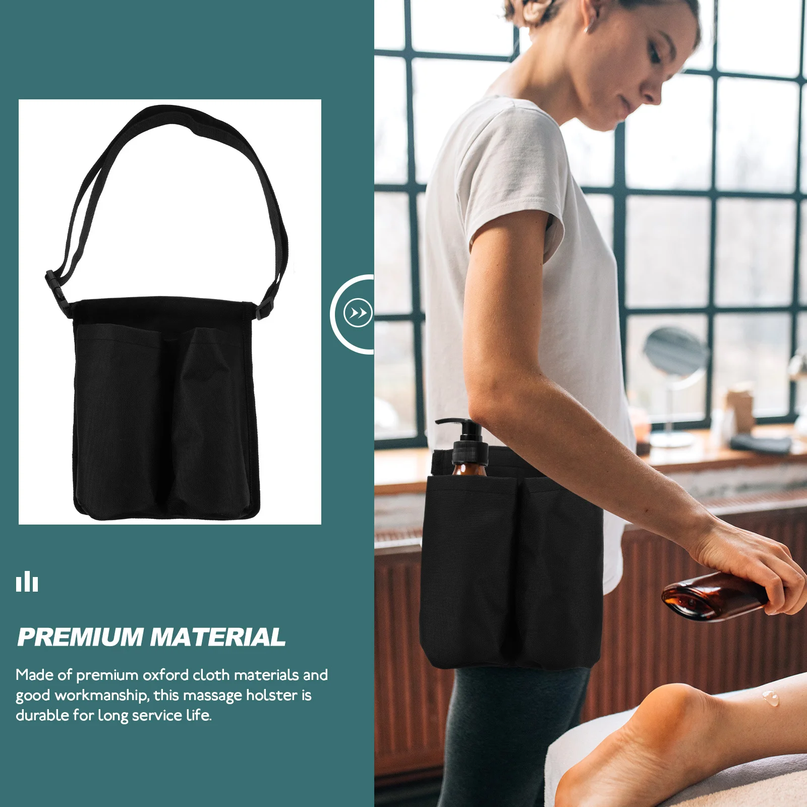 

Регулируемая поясная сумка-органайзер для 2 флаконов массажного масла/лосьона, портативный держатель для эфирных масел, удобный для салонов и массажа