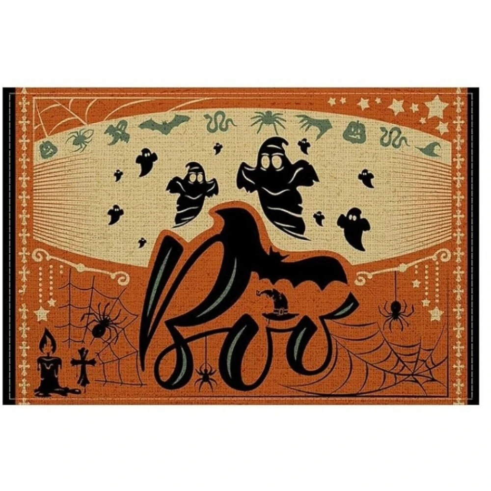 Halloween Pumpkin Printed Placemat Heat Resistant Non-Slip Home Kitchen Restaurant Placemat Decoration