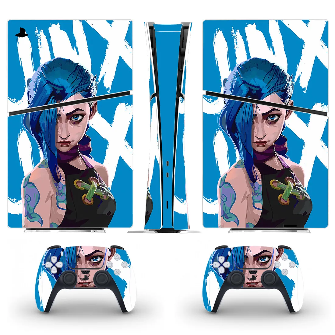 Anime Arcane JinX PS5 Slim Digital Skin Sticker Protector Decal Cover for Console Controller PS5 Slim Sticker Vinyl