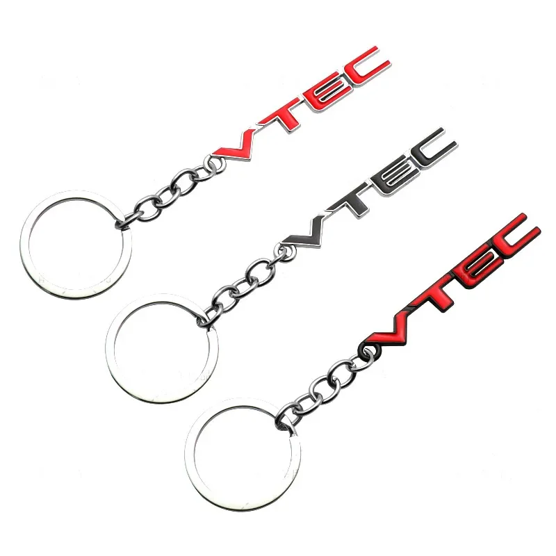 1PC Metal VTEC Logo Car Keychain Auto Styling Keyring Holder Pendant Decoration for Honda Fit City Civic HRV CRV Beat Jazz