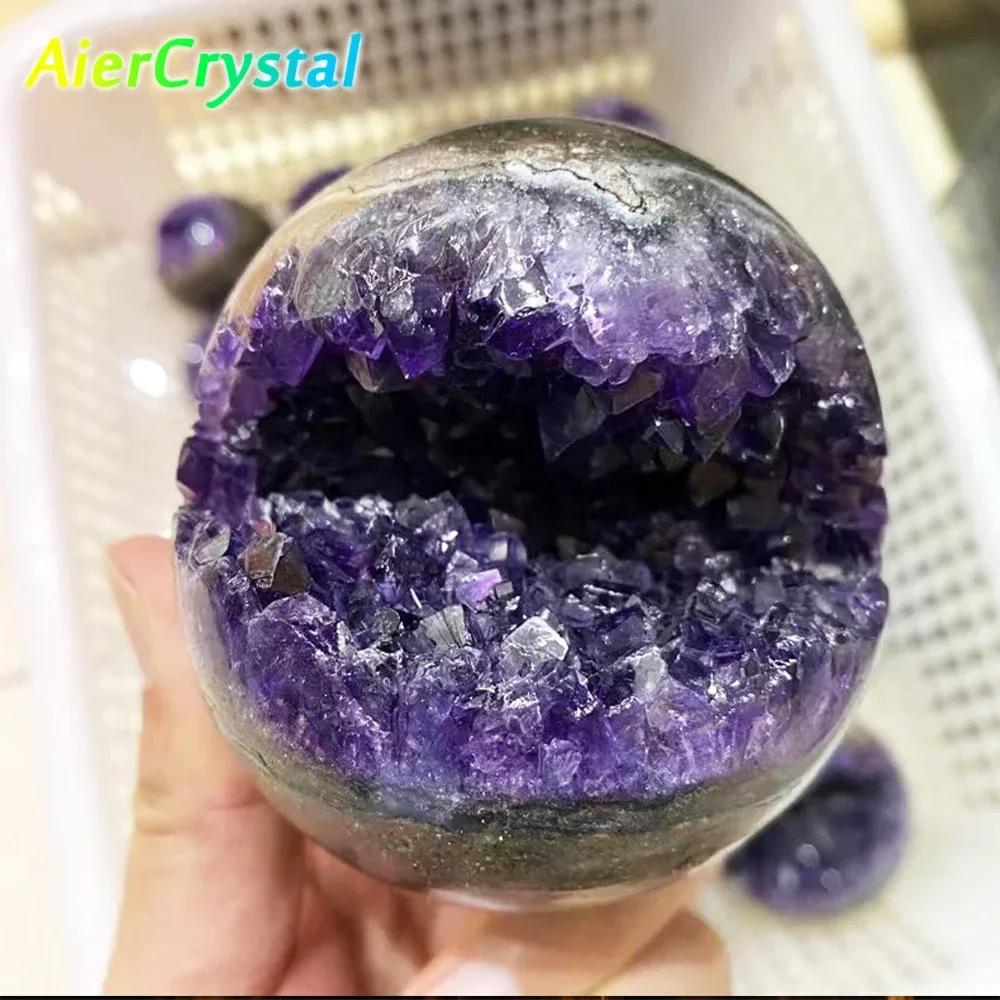 

Natural Stone Ore Amethyst Cluster Ball Crystal Rough Gemstone Ornaments Feng Shui Rock Mineral Sphere Specimen Raw Quartz