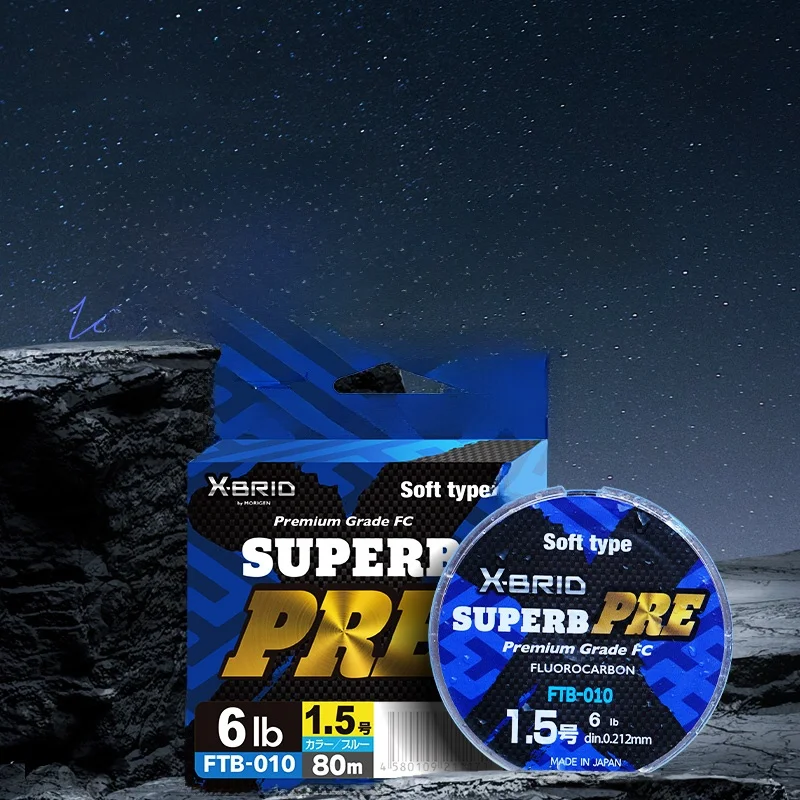 Linha de Pesca de Carbono MORIGEN Crystal Ice Blue Transparente Resistente ao Desgaste para Pesca de Robalo 80m Força de Traç...
