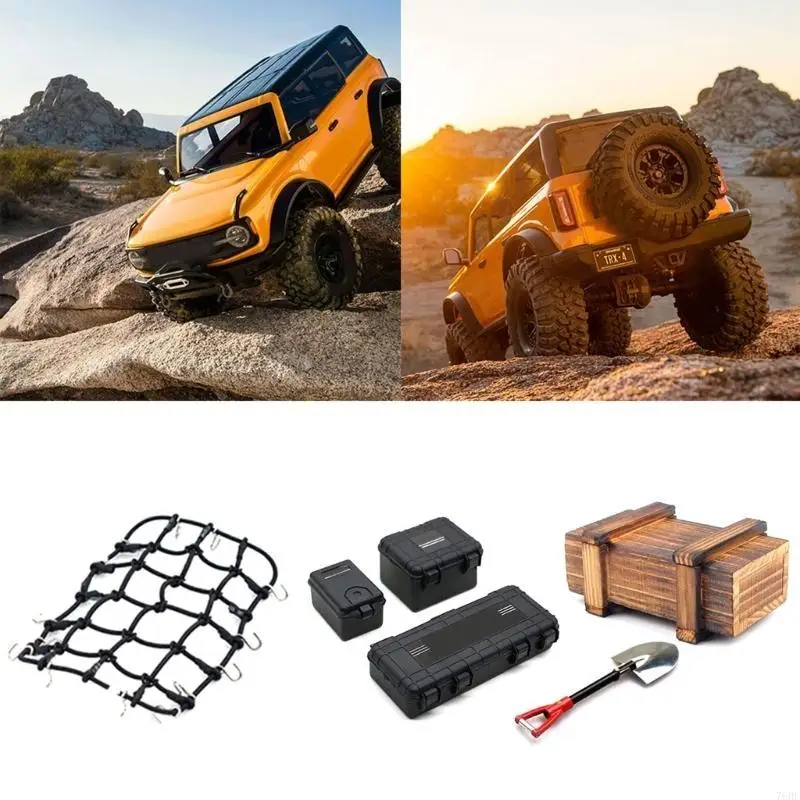 76HF Car Roof Rack Basket Net Multipurpose Elastic Mesh Luggage Rope Cover for 1/10 Traxx SCX10 RC Crawler
