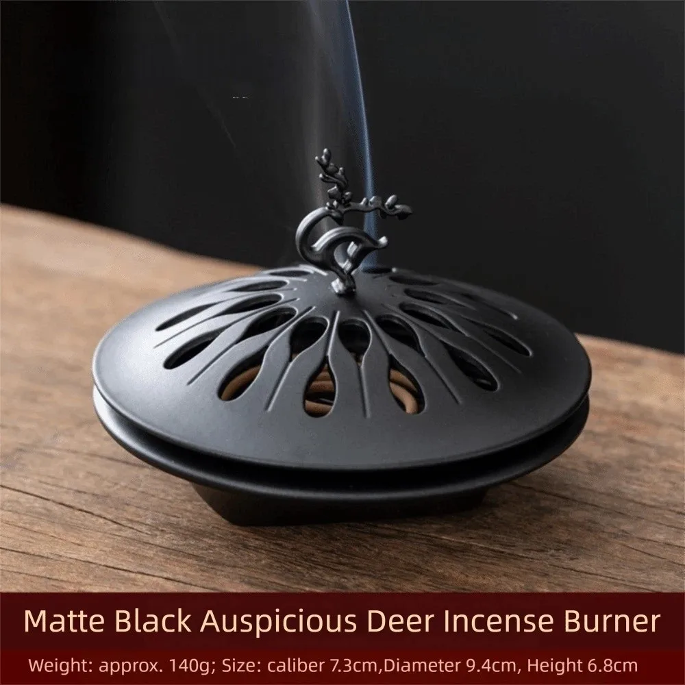 Retro Lucky Deer Backflow Incense Holder Hollow Lid Home Decorations Hollow Incense Burner Zinc Alloy Desktop Aromatherapy Home