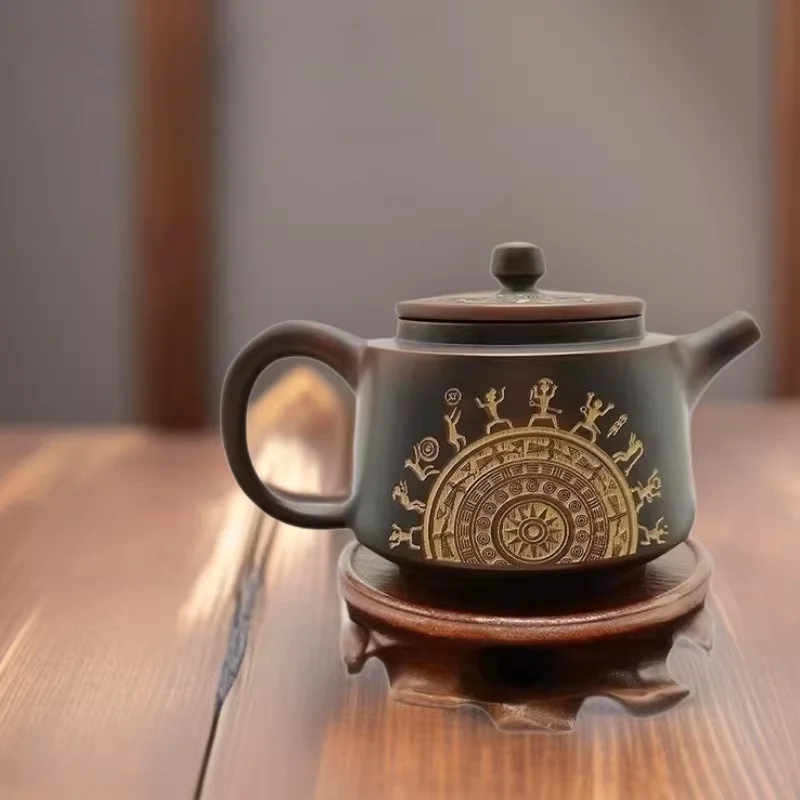 Handmade Qinzhou Nixing Pottery Hanwa Teapot, Large‑Mouth Bronze Kung Fu Tea Pot, Original Ore Clay Chinese Tea Ceremony Teawar