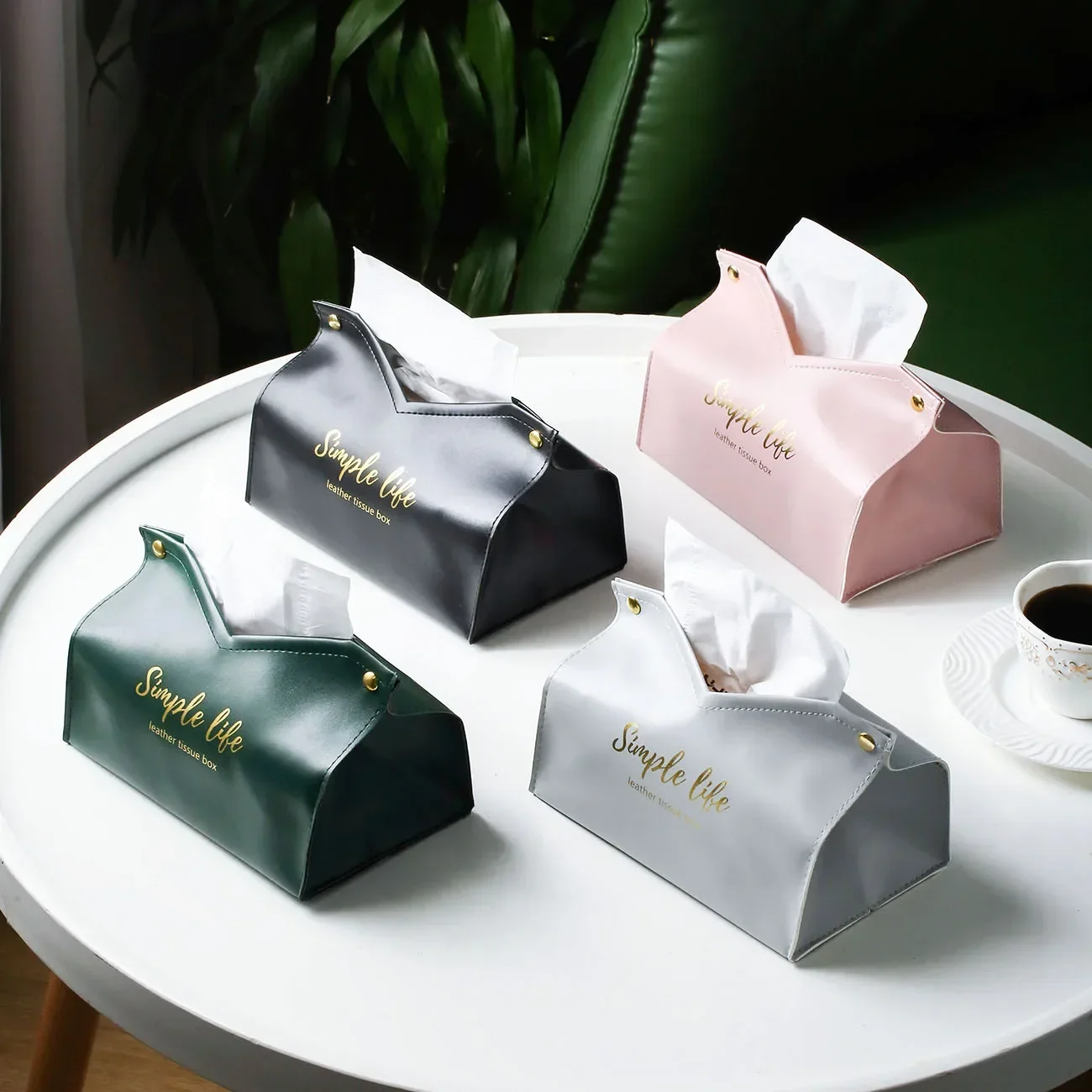 PU Leather Foldable Paper Holder Nodic Tissue Case Table Decor Napkin Dispenser Hand Towel Bag Kitchen Toilet Paper Box