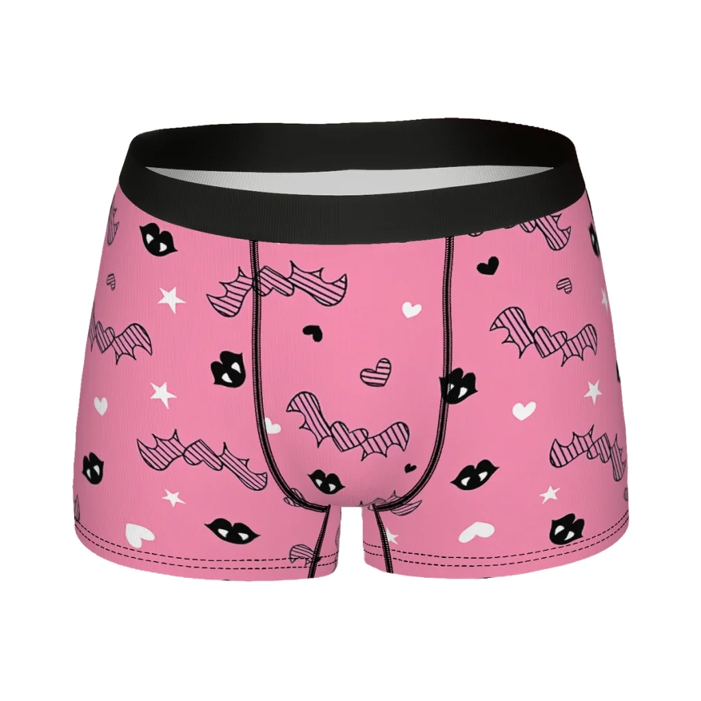 Draculaura Pink Pastel Goth Vampire Lips Hearts Stars Tiling Design High Doll Underpants Homme Panties Man Underwear