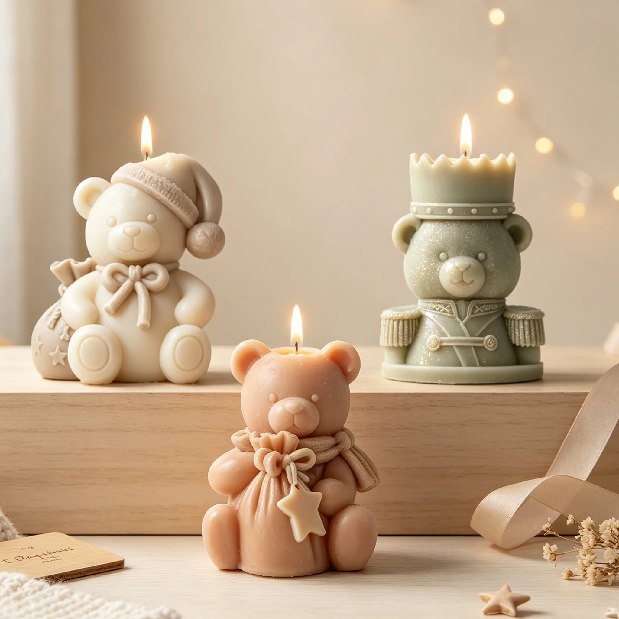 3D Cute Teddy Bear Candle Silicone Mold DIY for Scented Wax Soap Resin Plaster Handmade Craft Home Decor Gift
