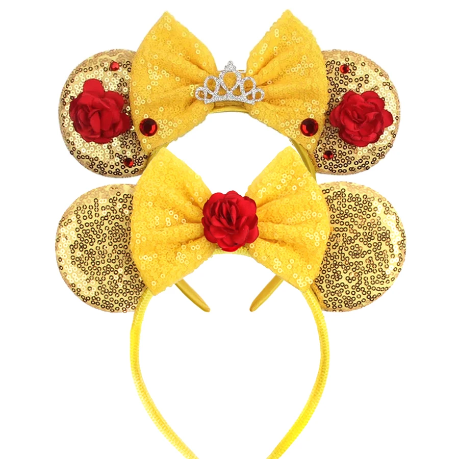 Nueva Diadema de Orejas de Ratón con Lentejuelas de Verano, de Moda, con Brillo, Lazos para el Cabello, Diadema con Rayo, Accesorios para el Cabello de Niñas y Niños