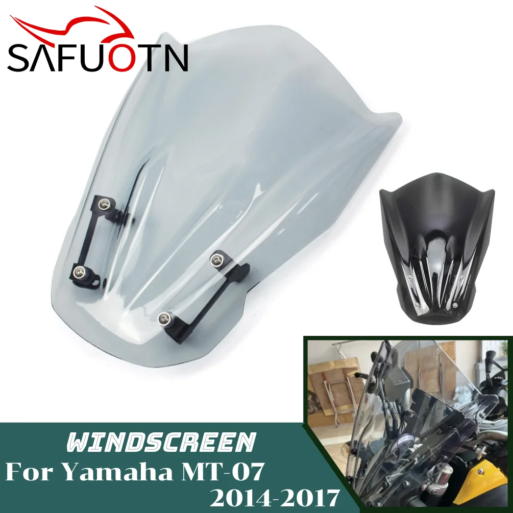 

for MT 07 Windshield Windscreen for Yamaha MT-07 2014-2017 MT07 Motorcycle Wind Deflector Shield Screen with Bracket Accessories