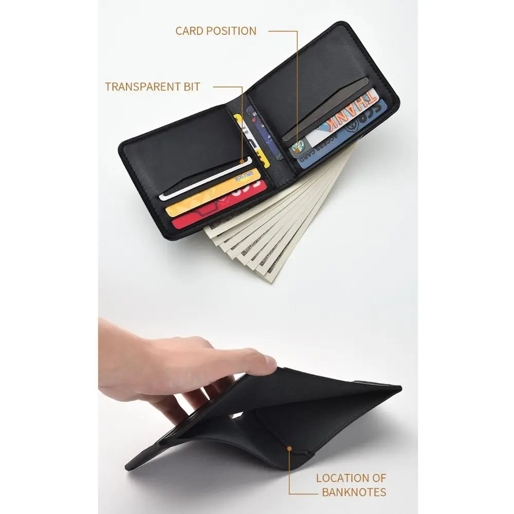 Portafoglio da uomo retrò minimalista in pelle PU morbido leggero con tasche multiple portamonete ultra sottile da uomo