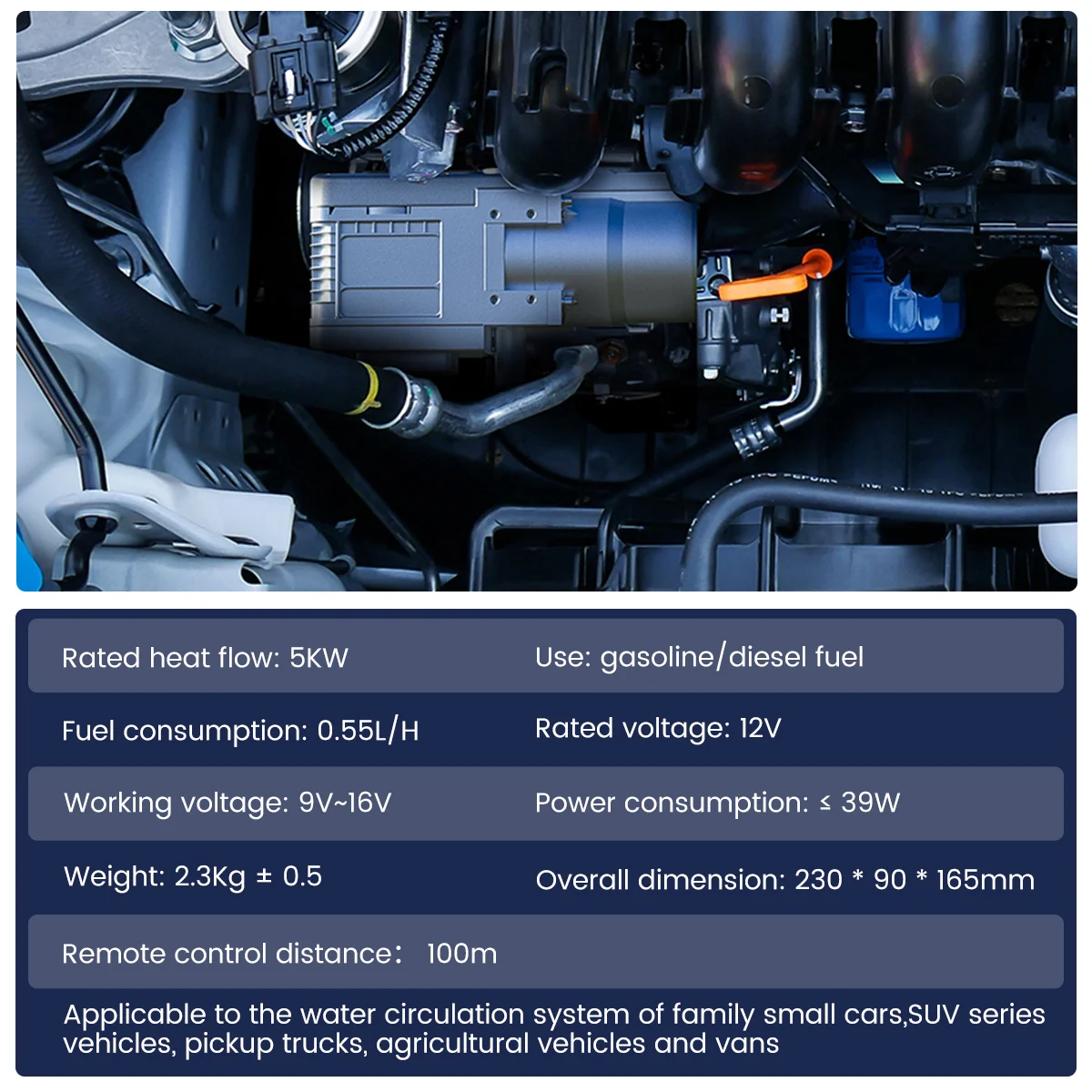 Hcalory-calentador de aire de gasolina universal, dispositivo con Control remoto para teléfono móvil, 12V, 5KW, gasolina, para camiones de Motor