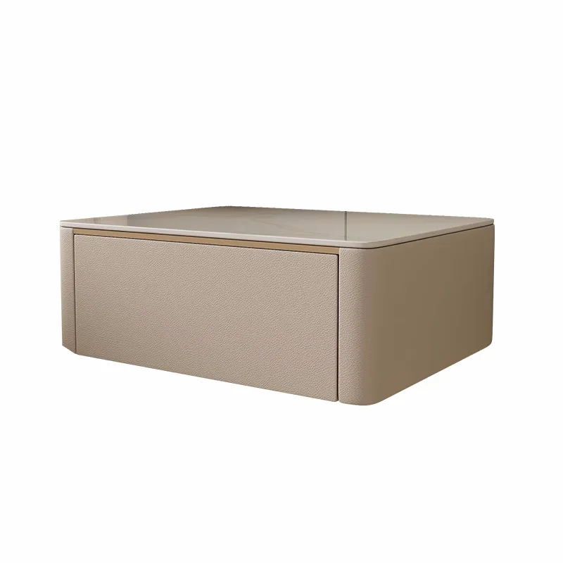 Estilo moderno Criativa Cabeceira Flutuante, mesa de cabeceira com pedra sinterizada, 1 gaveta