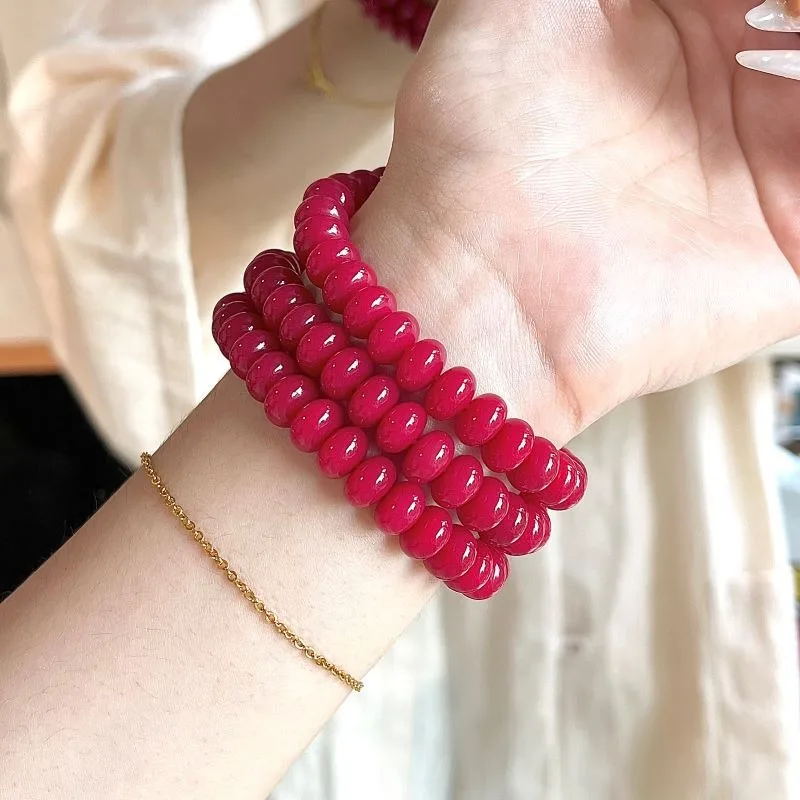 Chinese Red Bodhi Loose Beads 114 Plain Abacus Shape Bodhi Beads for Buddhist Prayer Beads Jewelry Making Supplies Gifts