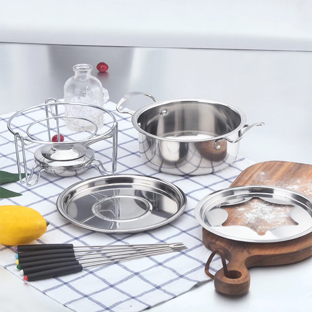 

Chocolate Melting nace Fondue Set Stainless Steel Party Supplies Cheese Serving Accessories Hot Pot Tools