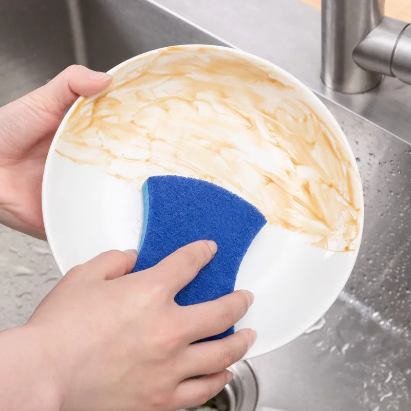 5 pezzi di spugna per la pulizia della cucina Scrub pad detergenti in spugna di pasta di legno blu