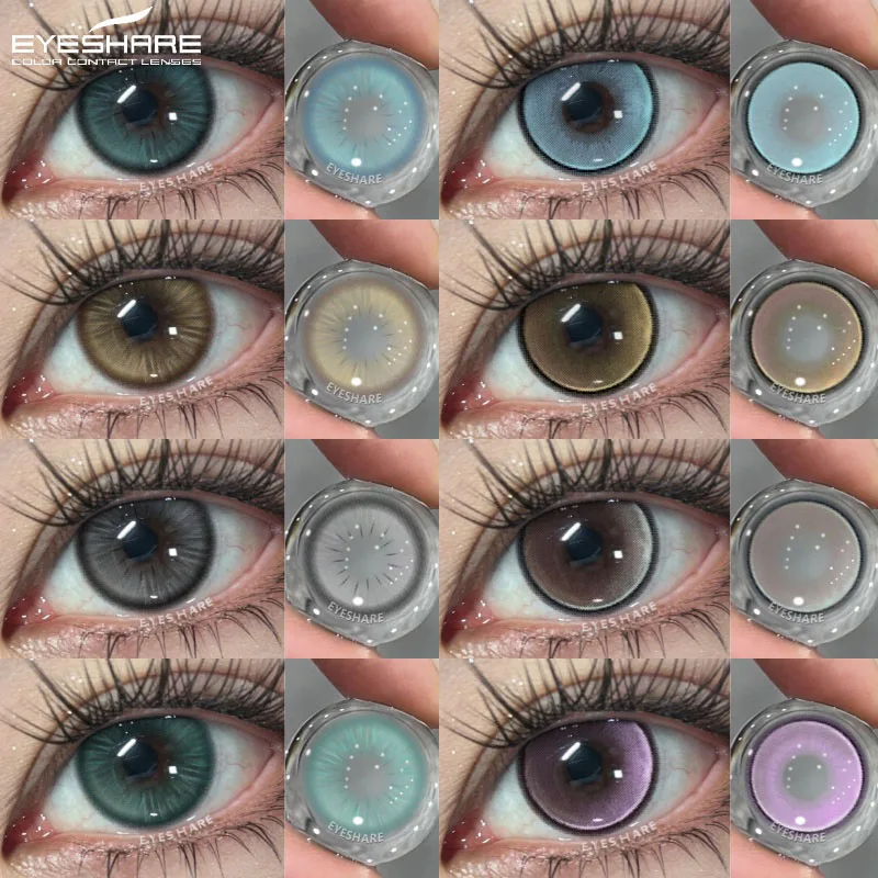 EYESHARE 1 Paar farbige Kontaktlinsen für die Augen, modische graue Augenkontaktlinsen, blaue Augenlinsen, grüne Linsen, jährlich verwendbare braune Augenlinsen