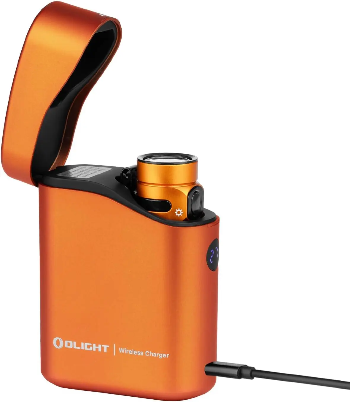 

1300 Lumens EDC Flashlight with Type-C Charging Case, IPX8 Waterproof, 6 Modes for Outdoor Emergency (Orange)