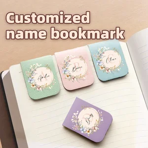 1pc Name Bookmark with Mirror Wreath,Custom Leather Mirror Wreath Bookmark,Personalized Magnetic Bookmark